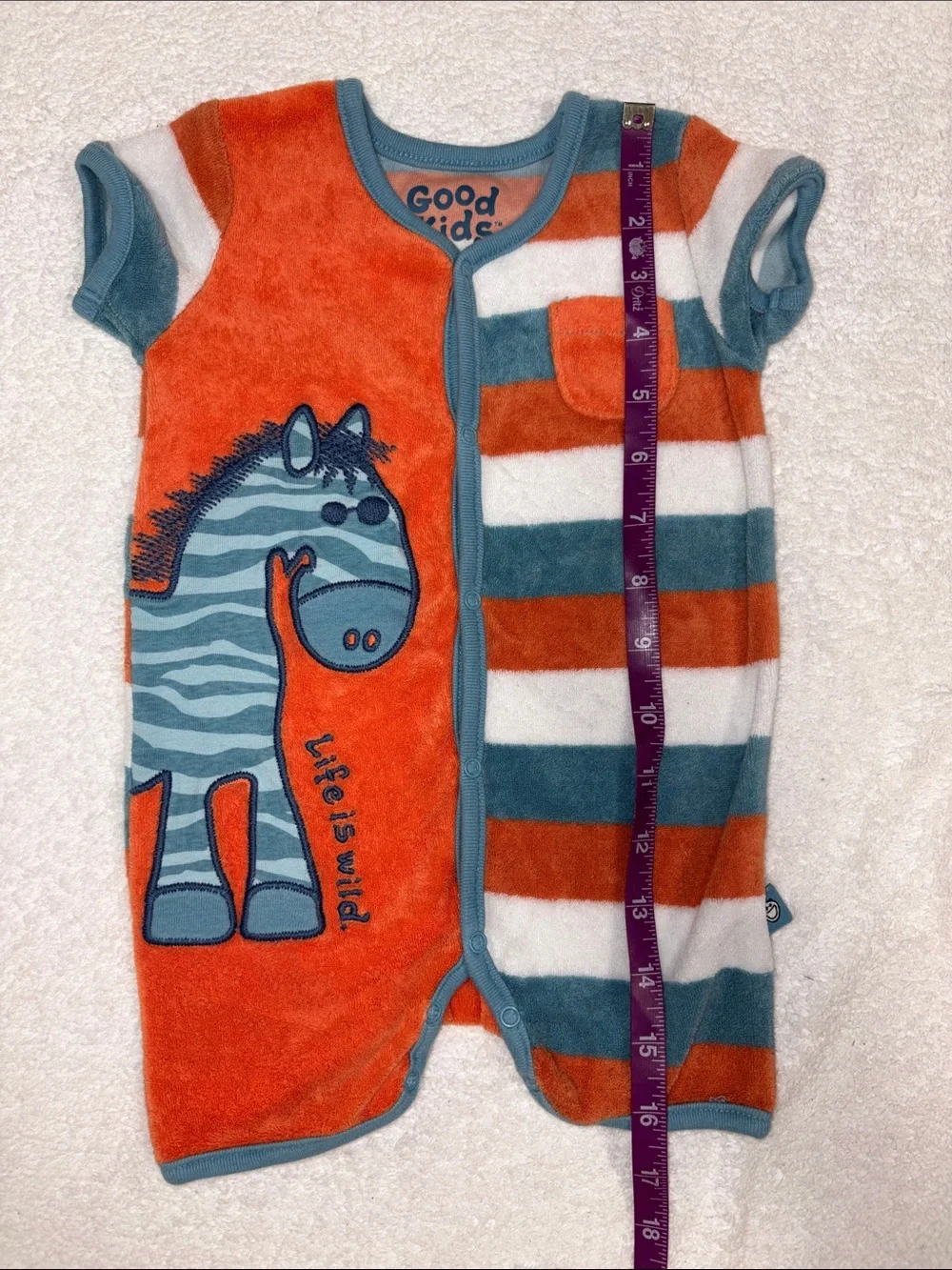 Life is good kids Hooded Jacket Short-Sleeve Bodysuit Set Terry cloth zebra 6/12